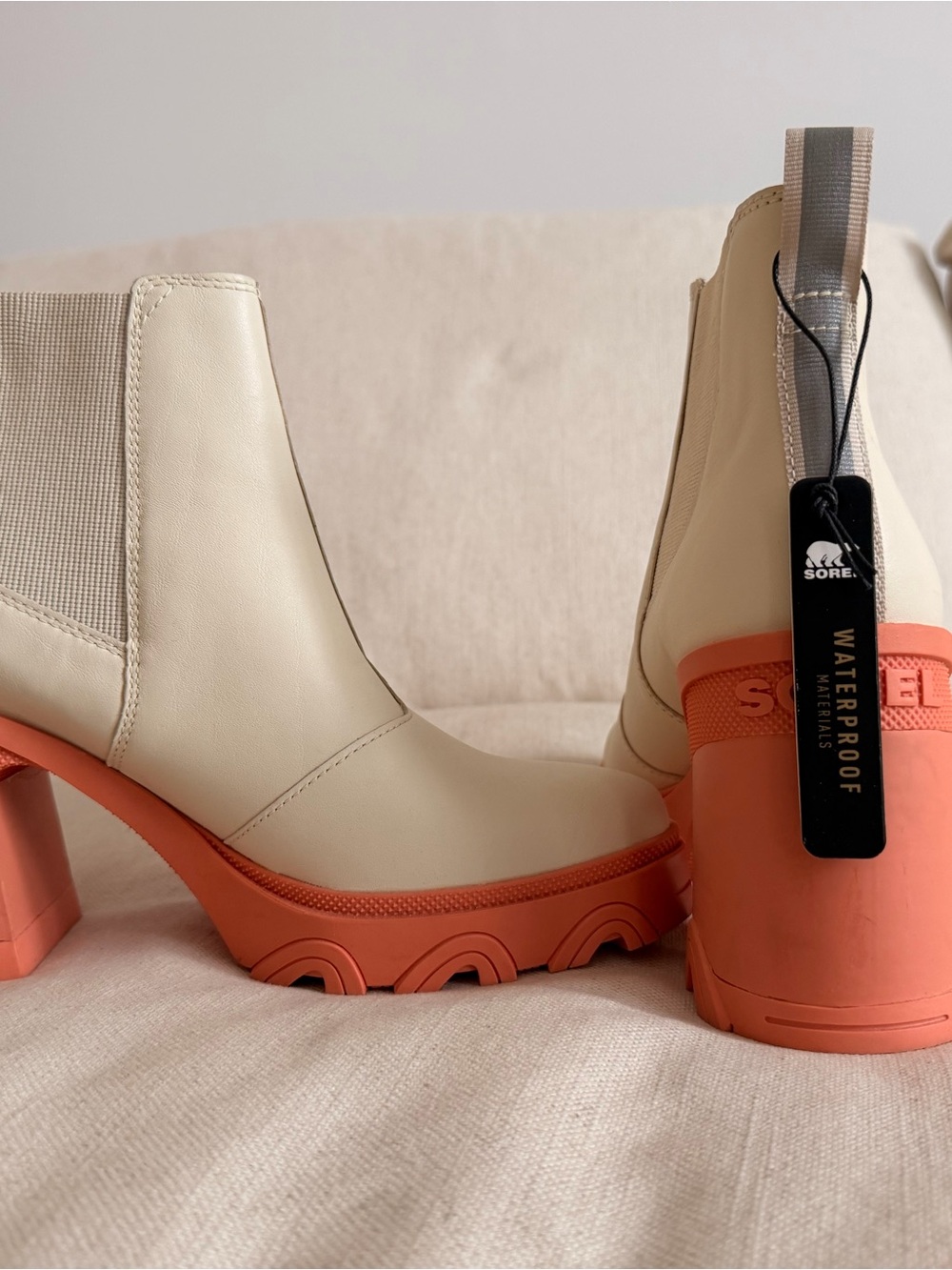 Sorel Women's Cream & Coral Platform Waterproof Chelsea Booties